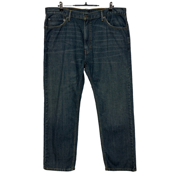 Levis 505 Jeans Mens 40X30 Blue Straight Leg Dark Wash Workwear Casual - Picture 1 of 12